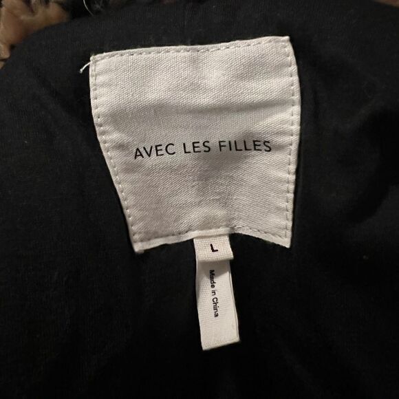 Avec Les Filles Womens Camel Black Leopard Faux Fur Coat Moto Jacket Large NWT - Picture 6 of 9